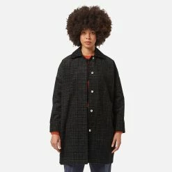 Womens YMC Cocoon Check Cord Coat Women's